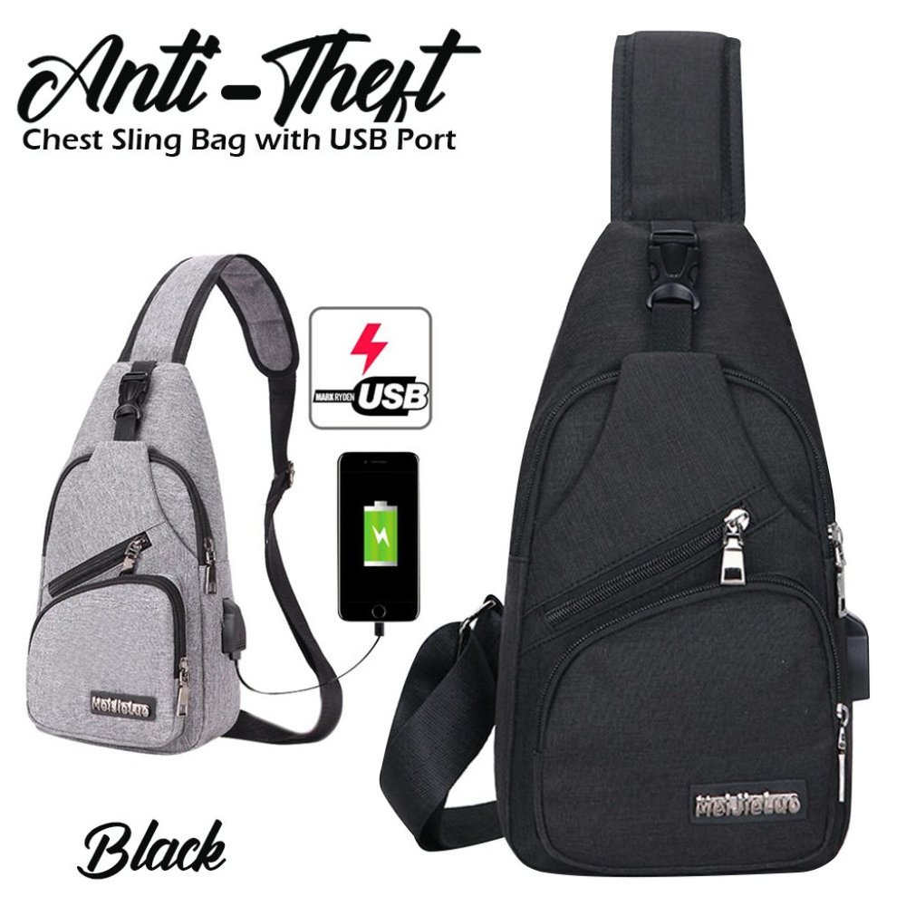 MeijieLuo Sling Shoulder Crossbody Chest Bag- Black